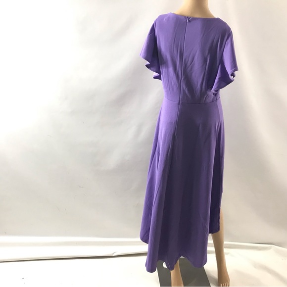 Dress Tells High-Low Swing Dress Empire Waist Ruffled Sleeve Size M Purple New - Picture 3 of 7